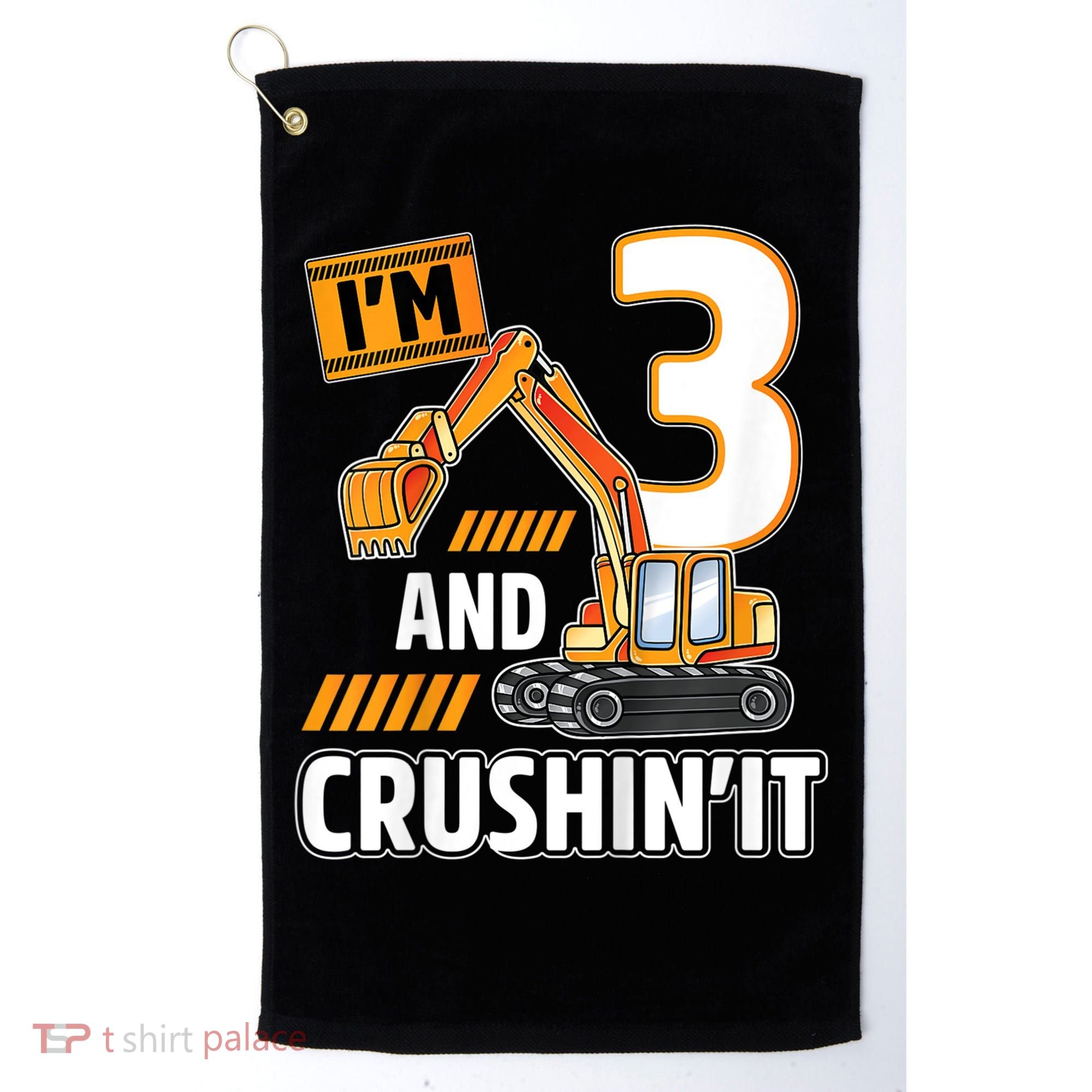 Kids 3 Year Old Vehicles Construction Excavator Birthday 3rd Golf Towel