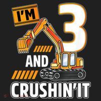 Kids 3 Year Old Vehicles Construction Excavator Birthday 3rd Golf Towel thumb 3