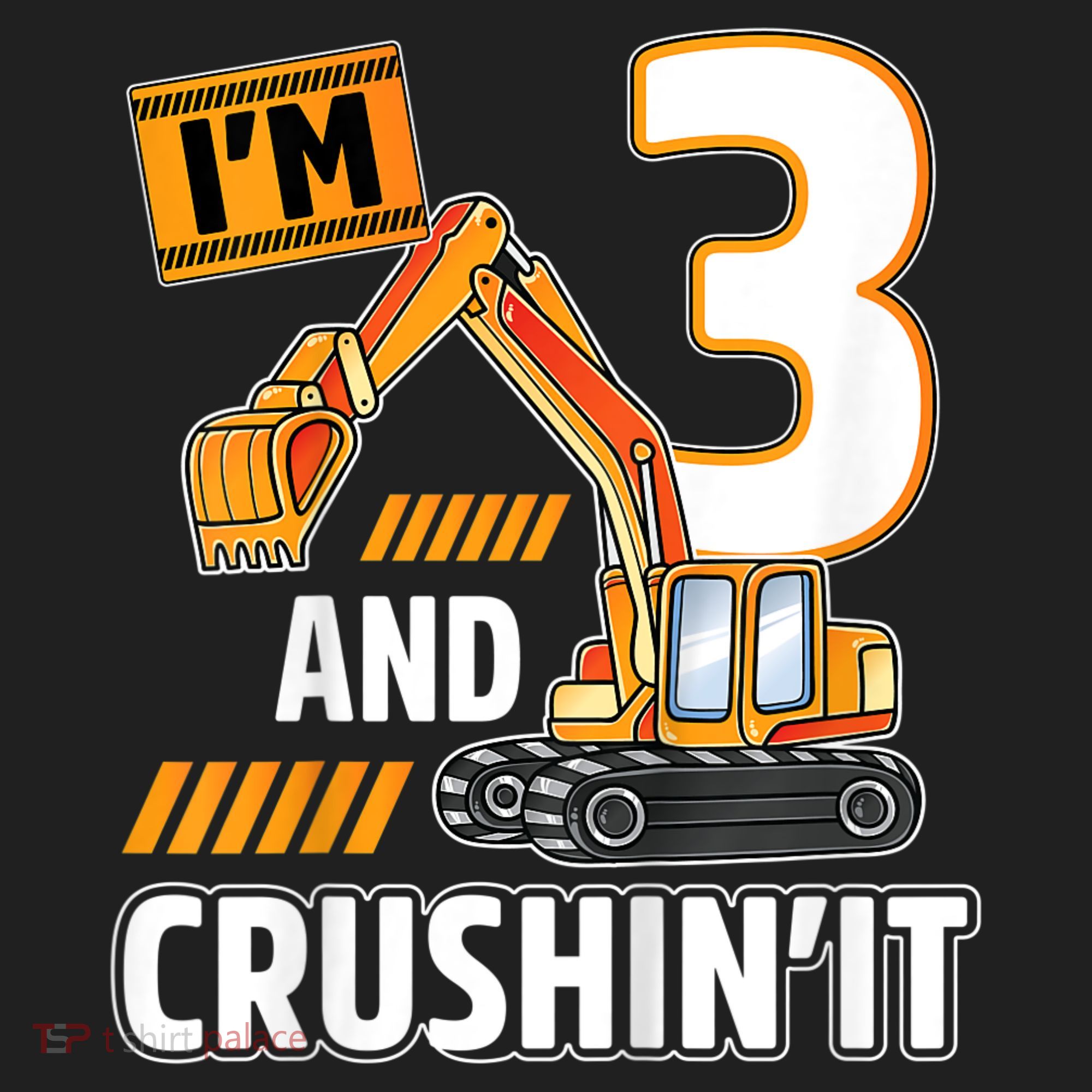 Kids 3 Year Old Vehicles Construction Excavator Birthday 3rd Golf Towel