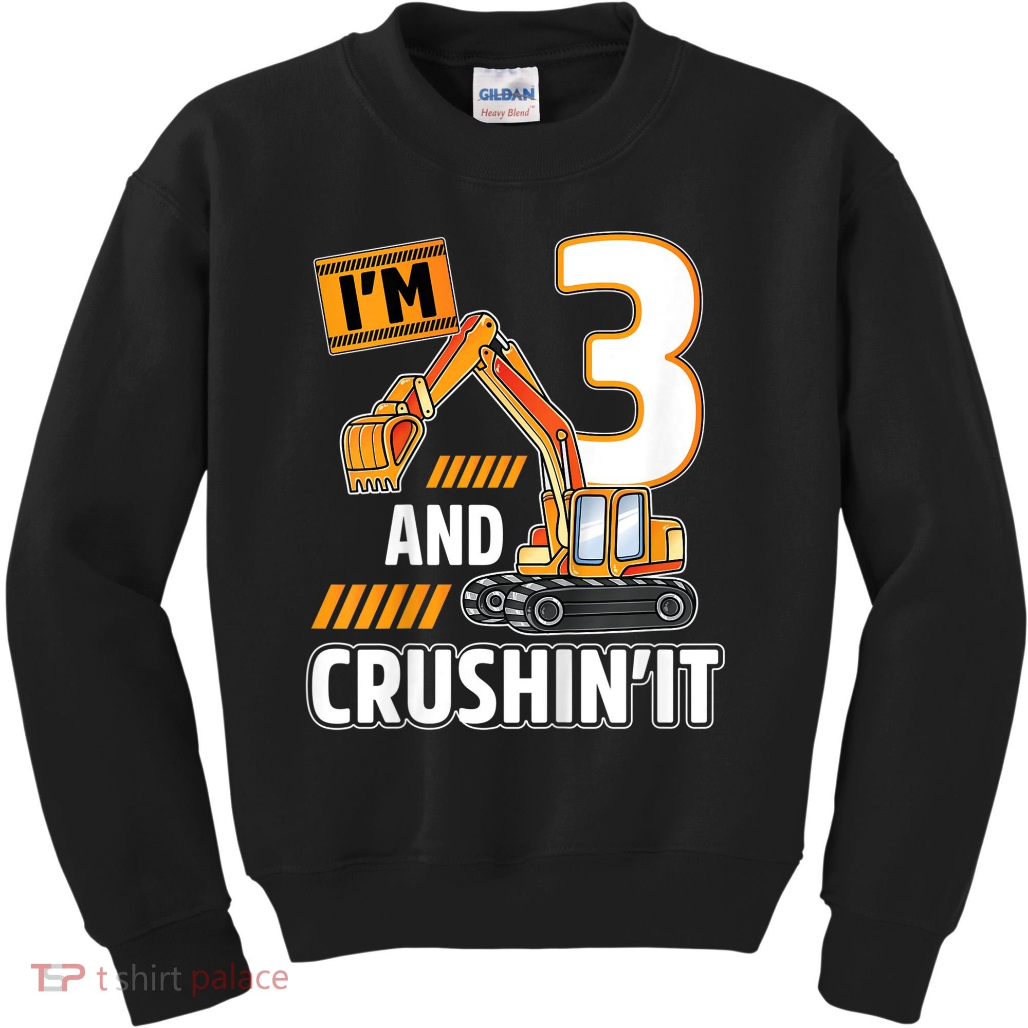 Kids 3 Year Old Vehicles Construction Excavator Birthday 3rd Kids Sweatshirt