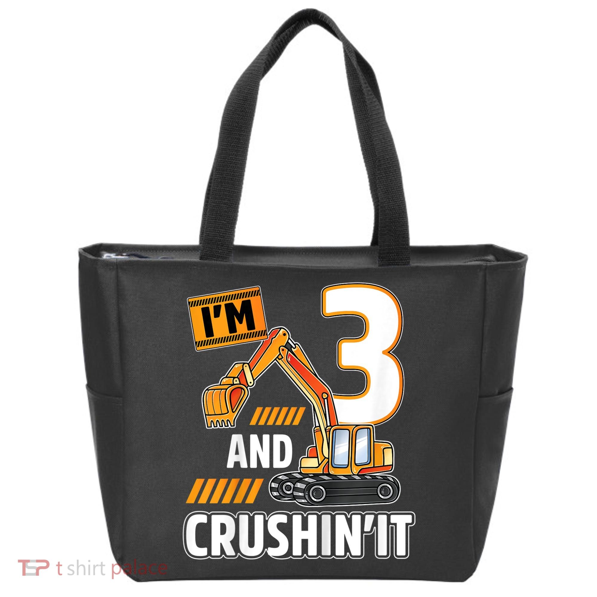 Kids 3 Year Old Vehicles Construction Excavator Birthday 3rd Tote Bag