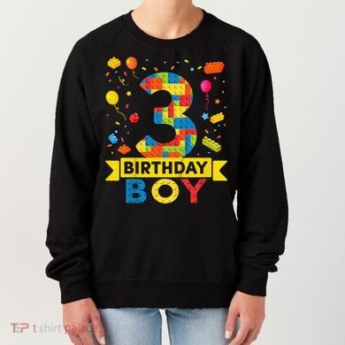 Kids 3 Year Old Building Blocks 3rd Birthday Boy Women's Sweatshirt