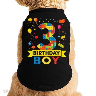 Kids 3 Year Old Building Blocks 3rd Birthday Boy Doggie Tank