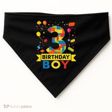 Kids 3 Year Old Building Blocks 3rd Birthday Boy USA-Made Doggie Bandana