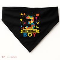 Kids 3 Year Old Building Blocks 3rd Birthday Boy USA-Made Doggie Bandana thumb 0