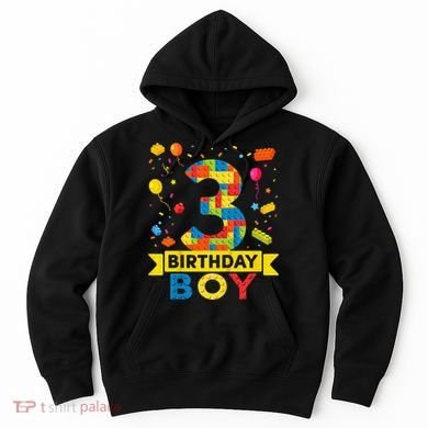 Kids 3 Year Old Building Blocks 3rd Birthday Boy Hoodie