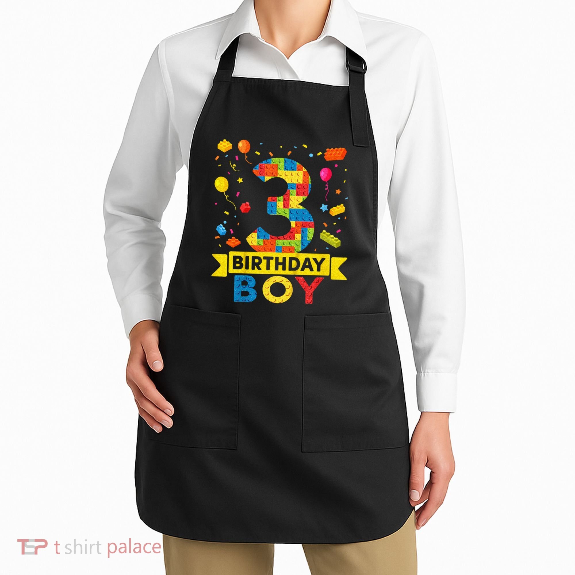 Kids 3 Year Old Building Blocks 3rd Birthday Boy Apron