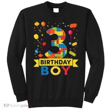 Kids 3 Year Old Building Blocks 3rd Birthday Boy Sweatshirt
