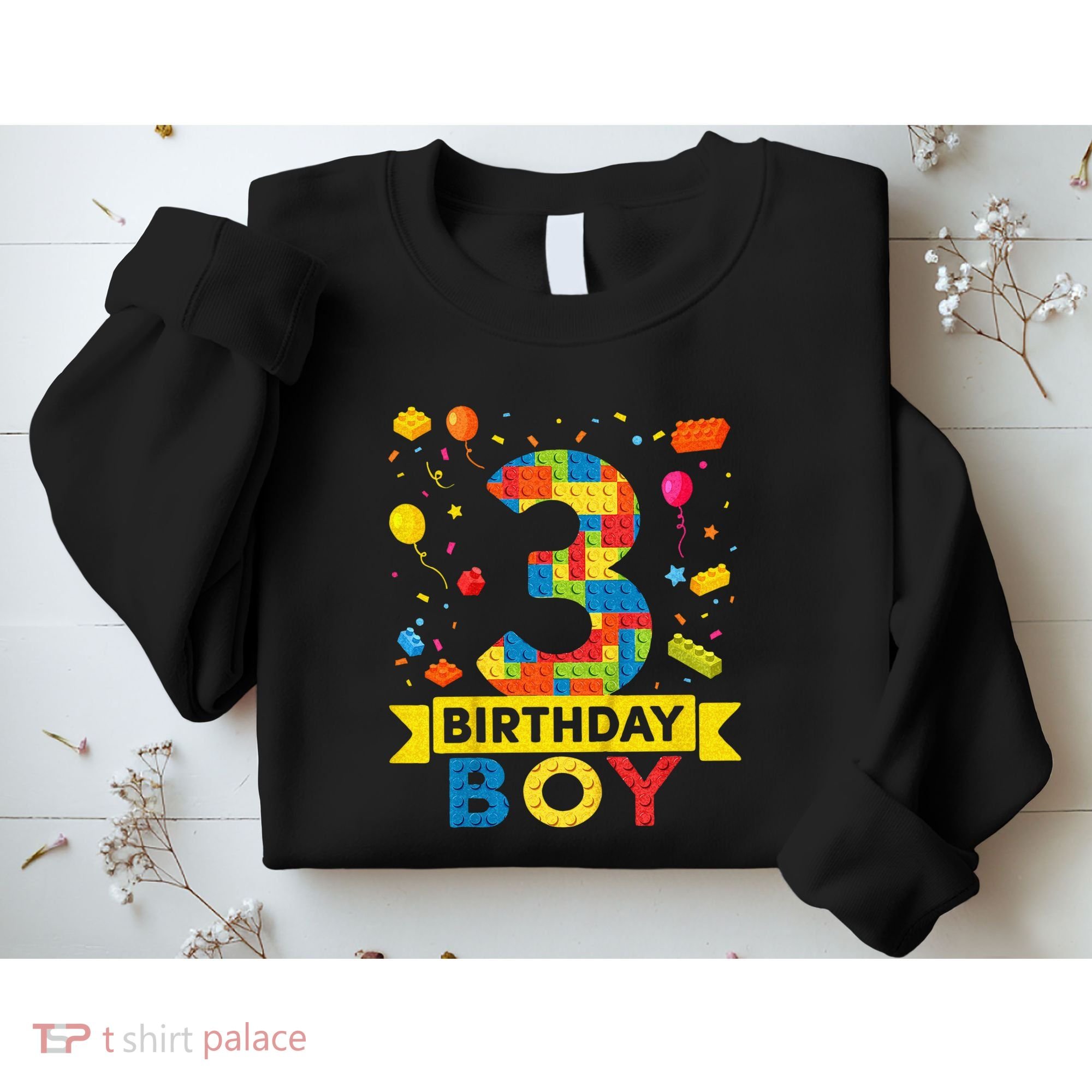 Kids 3 Year Old Building Blocks 3rd Birthday Boy Sweatshirt