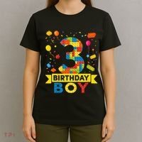 Kids 3 Year Old Building Blocks 3rd Birthday Boy T-Shirt thumb 4
