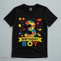 Kids 3 Year Old Building Blocks 3rd Birthday Boy T-Shirt thumb 5