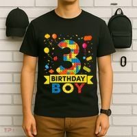 Kids 3 Year Old Building Blocks 3rd Birthday Boy T-Shirt thumb 6