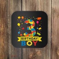 Kids 3 Year Old Building Blocks 3rd Birthday Boy Coaster thumb 0