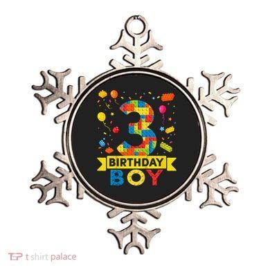 Kids 3 Year Old Building Blocks 3rd Birthday Boy Ornament