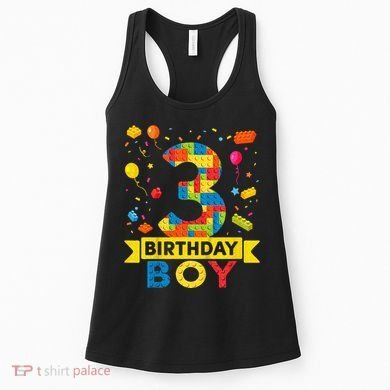 Kids 3 Year Old Building Blocks 3rd Birthday Boy Women's Tank Top
