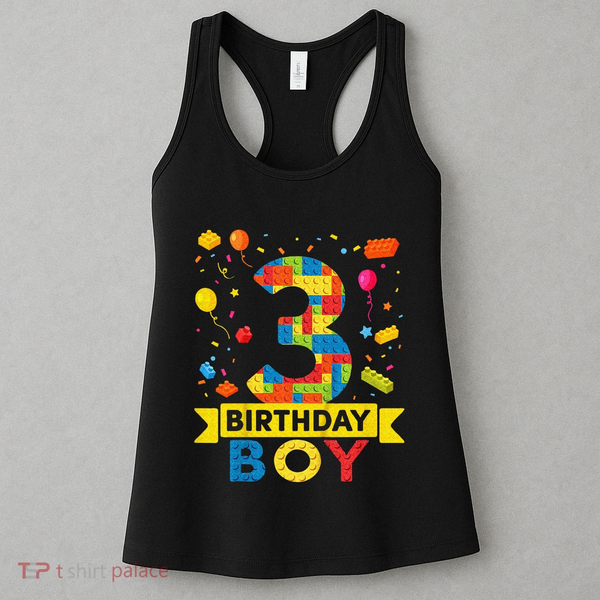Kids 3 Year Old Building Blocks 3rd Birthday Boy Women's Tank Top