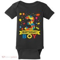 Kids 3 Year Old Building Blocks 3rd Birthday Boy Baby Bodysuit thumb 0