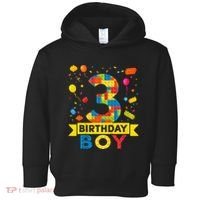 Kids 3 Year Old Building Blocks 3rd Birthday Boy Toddler Hoodie thumb 0