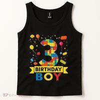 Kids 3 Year Old Building Blocks 3rd Birthday Boy Tank Top thumb 2