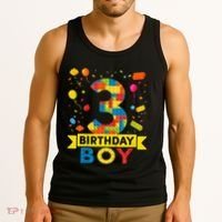 Kids 3 Year Old Building Blocks 3rd Birthday Boy Tank Top thumb 3