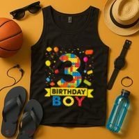 Kids 3 Year Old Building Blocks 3rd Birthday Boy Tank Top thumb 4