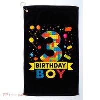 Kids 3 Year Old Building Blocks 3rd Birthday Boy Golf Towel thumb 0