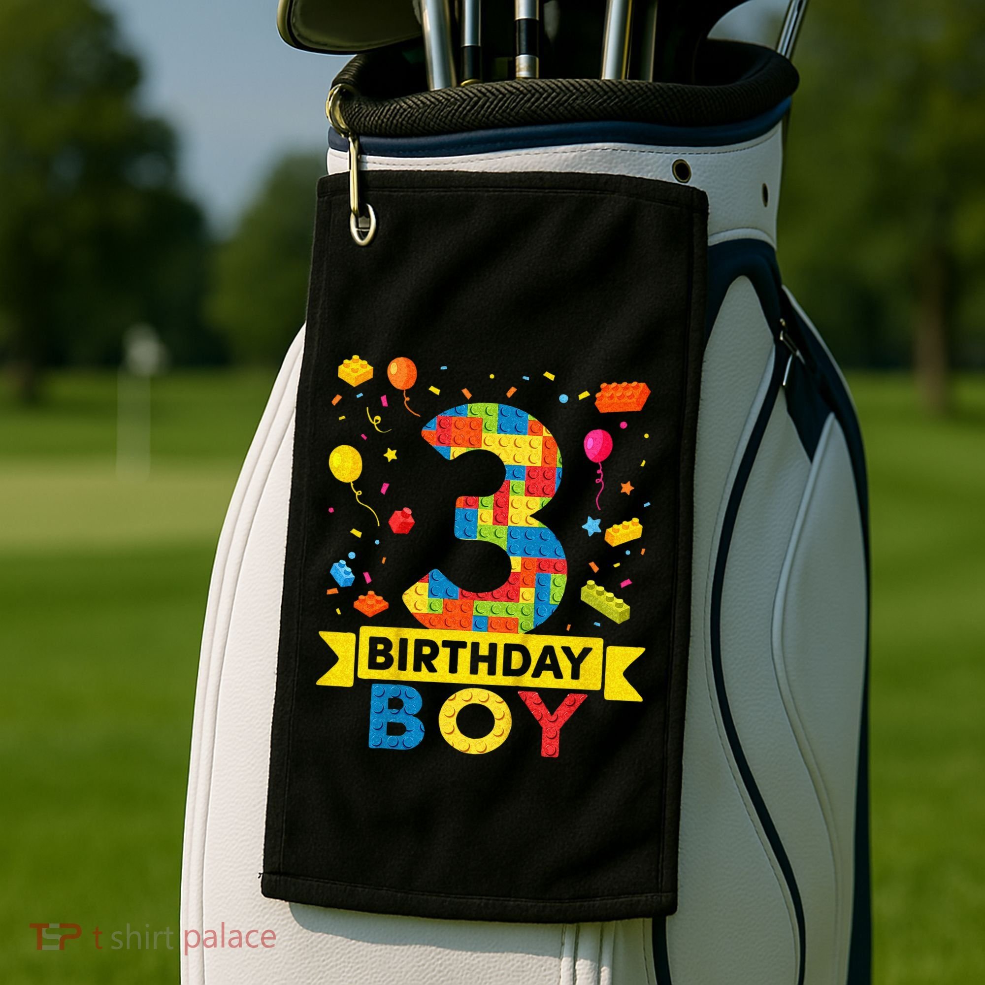 Kids 3 Year Old Building Blocks 3rd Birthday Boy Golf Towel