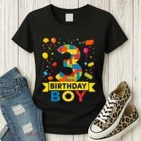 Kids 3 Year Old Building Blocks 3rd Birthday Boy Women's T-Shirt thumb 3