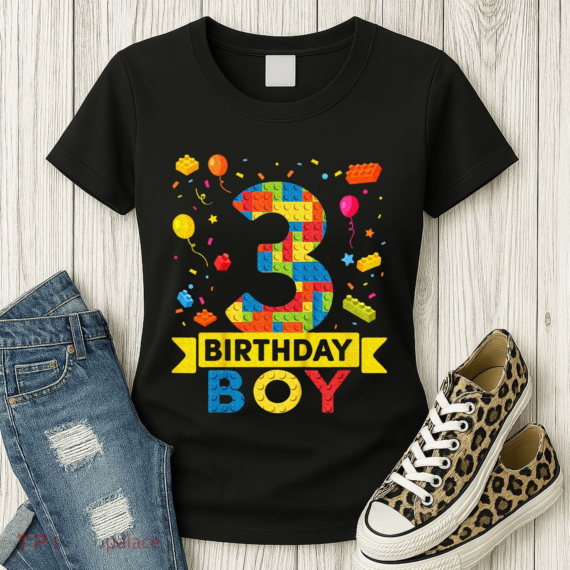 Kids 3 Year Old Building Blocks 3rd Birthday Boy Women's T-Shirt