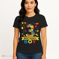 Kids 3 Year Old Building Blocks 3rd Birthday Boy Women's T-Shirt thumb 4
