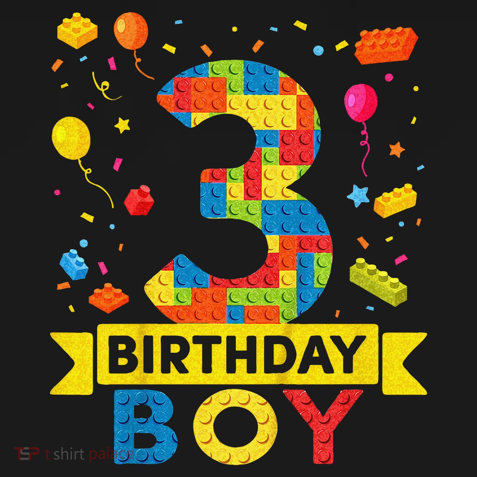 Kids 3 Year Old Building Blocks 3rd Birthday Boy Women's T-Shirt