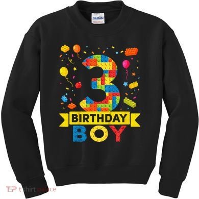 Kids 3 Year Old Building Blocks 3rd Birthday Boy Kids Sweatshirt