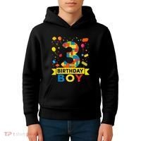 Kids 3 Year Old Building Blocks 3rd Birthday Boy Kids Hoodie thumb 4