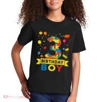 Kids 3 Year Old Building Blocks 3rd Birthday Boy Kids T-Shirt thumb 2