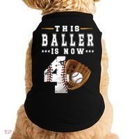 Kids 4th Birthday Baseball Boy Four Year Old Baseball Player Doggie Tank thumb 0