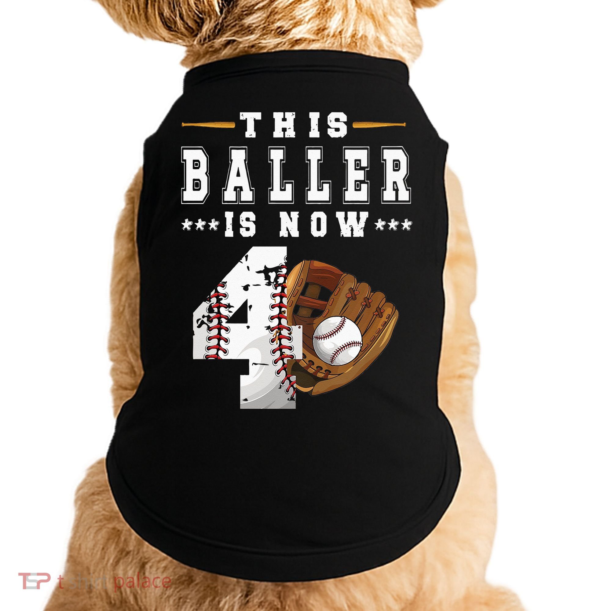 Kids 4th Birthday Baseball Boy Four Year Old Baseball Player Doggie Tank