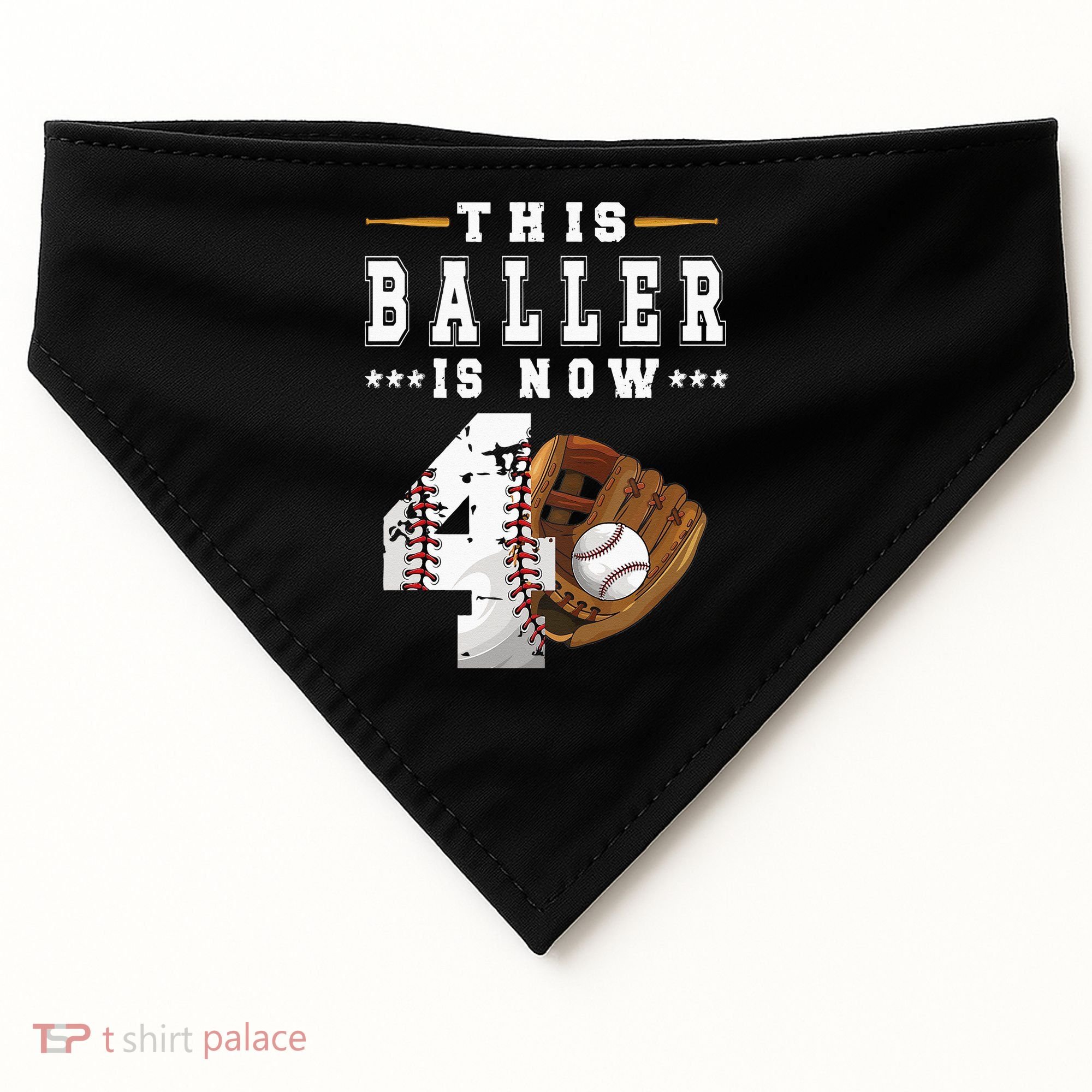 Kids 4th Birthday Baseball Boy Four Year Old Baseball Player USA-Made Doggie Bandana