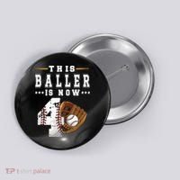 Kids 4th Birthday Baseball Boy Four Year Old Baseball Player Button thumb 0