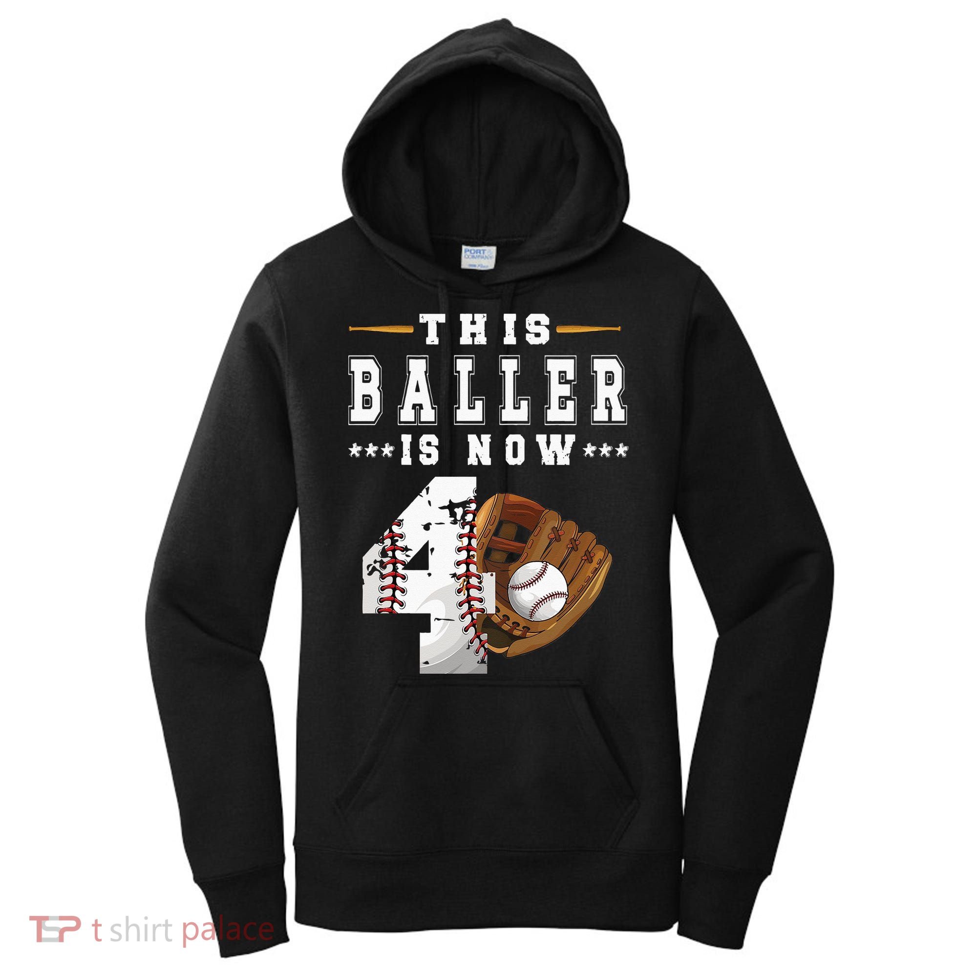 Kids 4th Birthday Baseball Boy Four Year Old Baseball Player Women's Hoodie