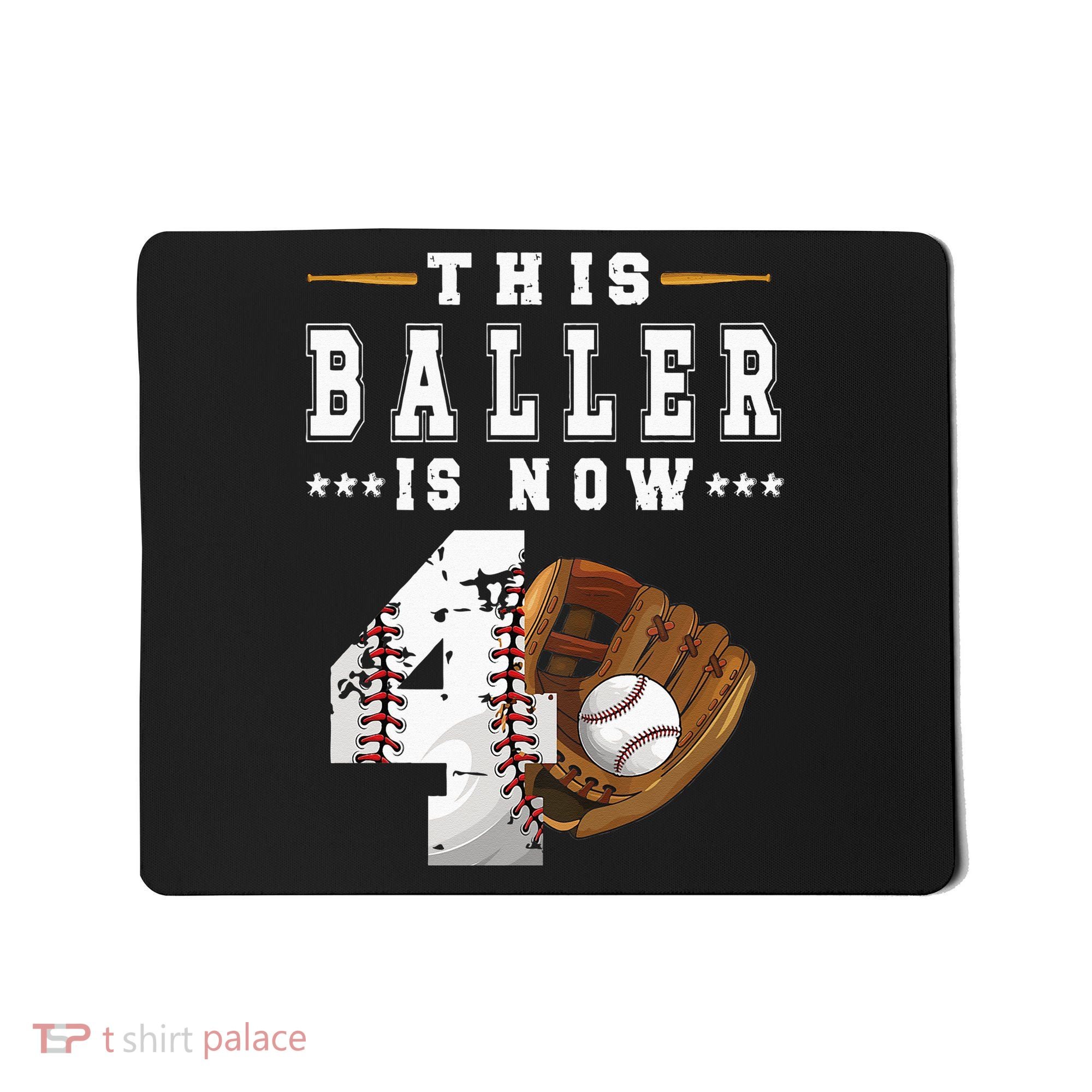 Kids 4th Birthday Baseball Boy Four Year Old Baseball Player Mousepad