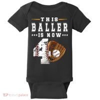 Kids 4th Birthday Baseball Boy Four Year Old Baseball Player Baby Bodysuit thumb 0