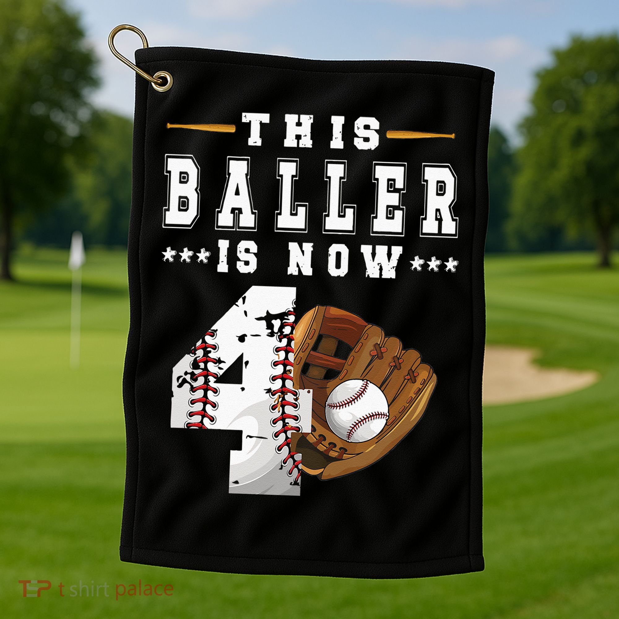 Kids 4th Birthday Baseball Boy Four Year Old Baseball Player Golf Towel