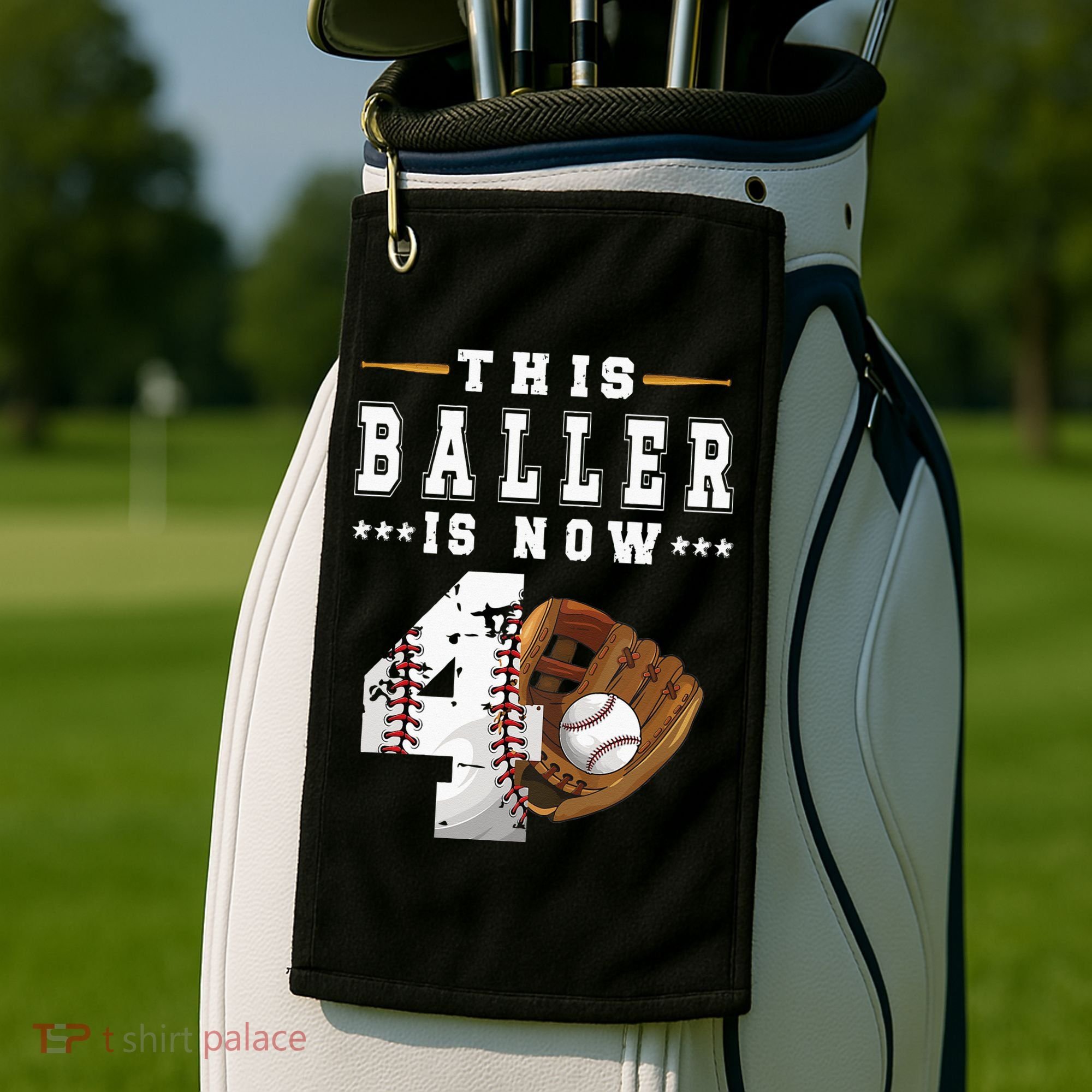 Kids 4th Birthday Baseball Boy Four Year Old Baseball Player Golf Towel