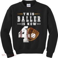 Kids 4th Birthday Baseball Boy Four Year Old Baseball Player Kids Sweatshirt thumb 0