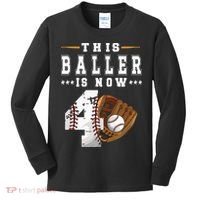 Kids 4th Birthday Baseball Boy Four Year Old Baseball Player Kids Long Sleeve Shirt thumb 0