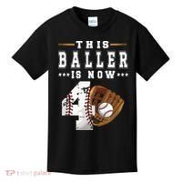 Kids 4th Birthday Baseball Boy Four Year Old Baseball Player Kids T-Shirt thumb 0