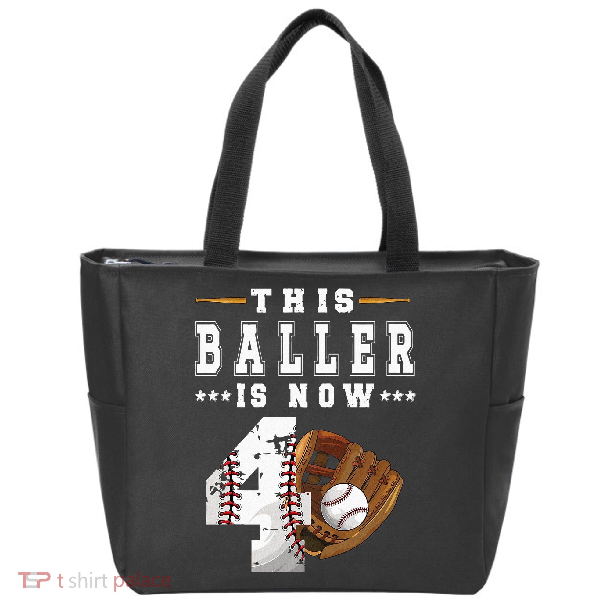 Kids 4th Birthday Baseball Boy Four Year Old Baseball Player Tote Bag
