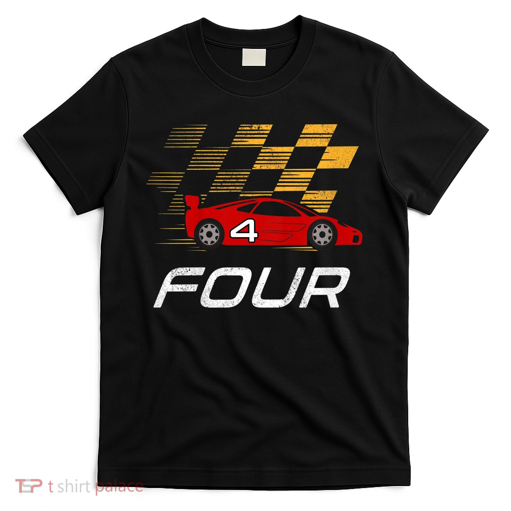 Kids 4th Birthday Race Car I Funny Four Years Old Boys T-Shirt