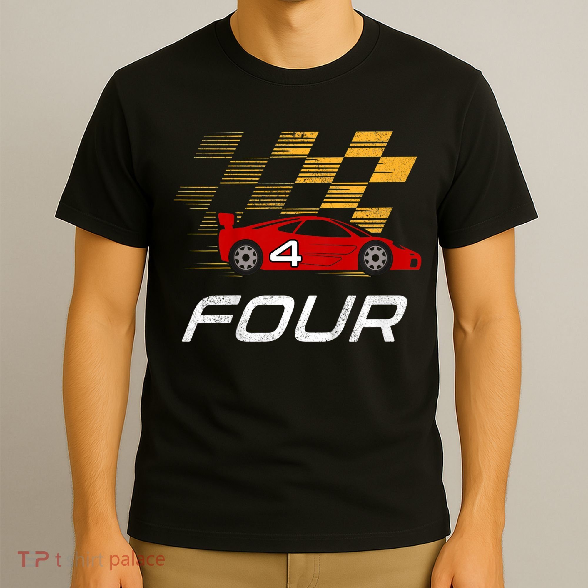 Kids 4th Birthday Race Car I Funny Four Years Old Boys T-Shirt
