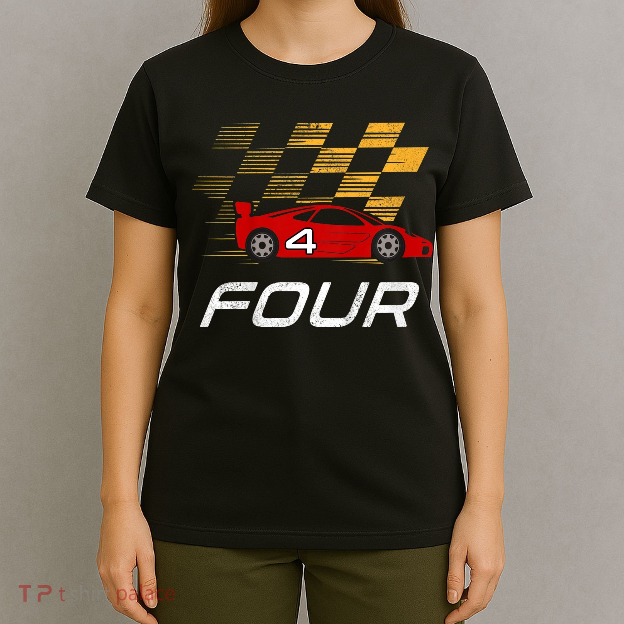 Kids 4th Birthday Race Car I Funny Four Years Old Boys T-Shirt